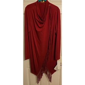 Serena Williams Wine Red Fringed Wrap Size L NWT